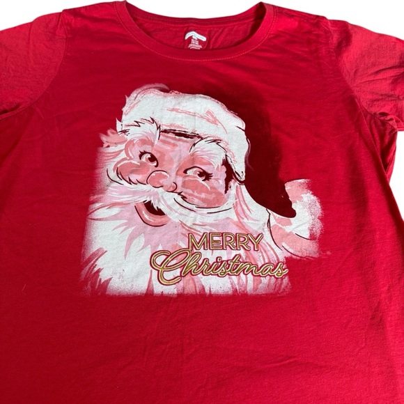 Holiday Time Santa Shirt Women’s XL 16-18 Red Merry Christmas Tee Vintage Look - Picture 2 of 7